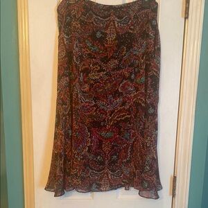 Coldwater Creek Brown Orange Asymmetrical Maxi Skirt